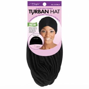 Magic Collection Elastic Hold Black Turban Hat #2147BLA