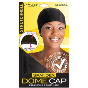 Magic Collection Dome Cap in Black Spandex for Hair Protection