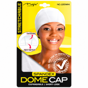 Magic Collection Ladies Spandex Dome Cap in White for hair protection