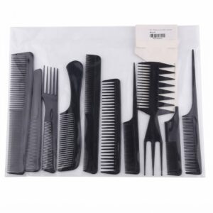 Murry Collection 10-Piece Black Hair Comb Set for Styling #24260BLA