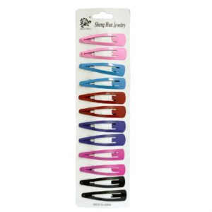 Assorted hair snap clips on card for styling