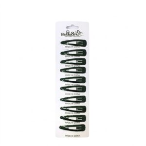 Babe's medium black hair snap clips on a card