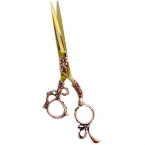 Professional Fancy Razor Scissor 6.5 Inch with Gold Finish