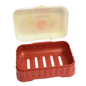 Flower Pattern Soap Dish in Red for Bathroom Organization