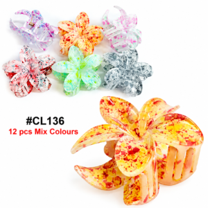Flower Shape Hair Clamp in Mix Colours 12 pcs #CL136