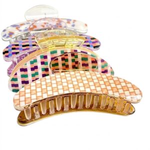 Jawa Clip Large Mix Colour Square Pattern Hair Jaw #CL54