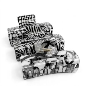 Jawa Clip Medium Glittery Black/White Hair Accessory #CL79