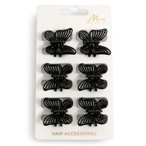 Murry Collection Small Black Butterfly Hair Clips 6pc #FC904