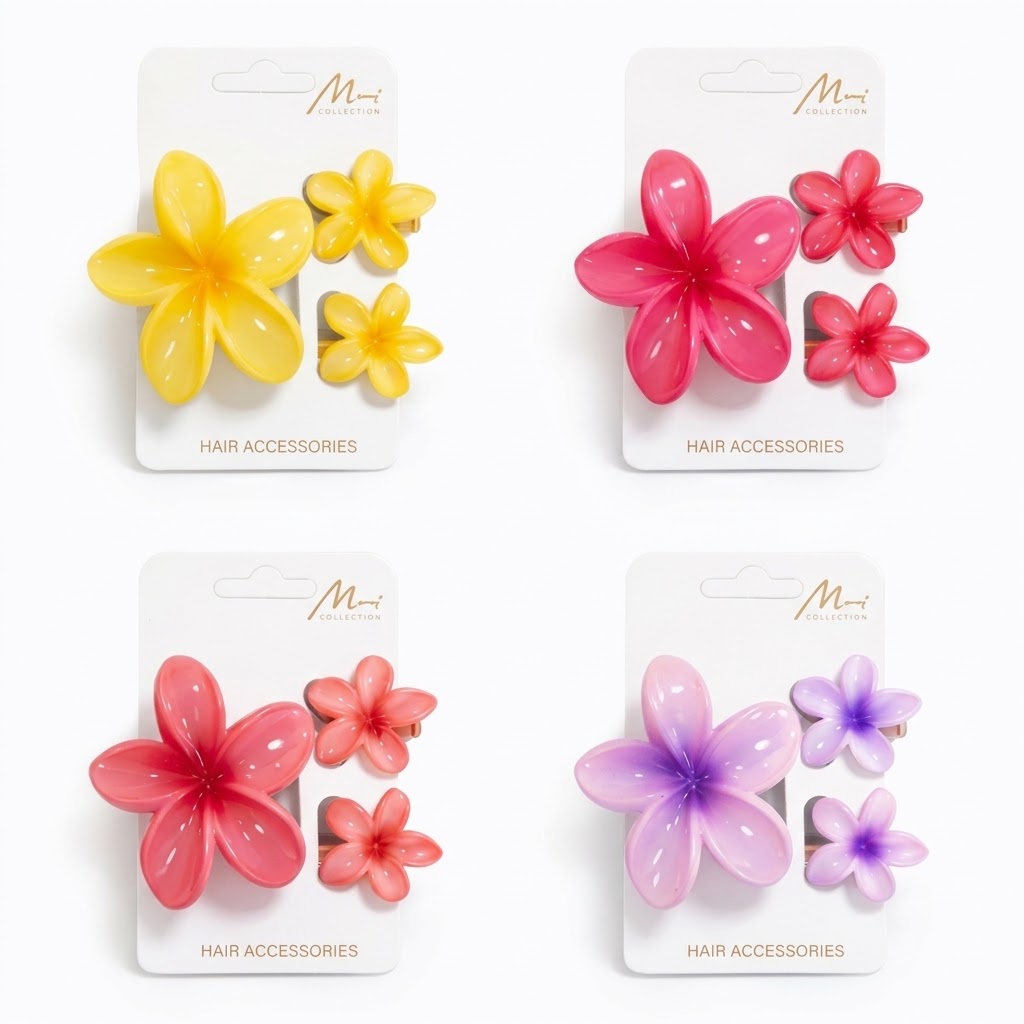 Murry Collection Flower Style Jaw Clips in multi-colour set of 3
