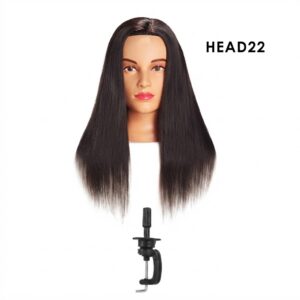 Training head made of 100% human hair, 20 inches long for salon practice