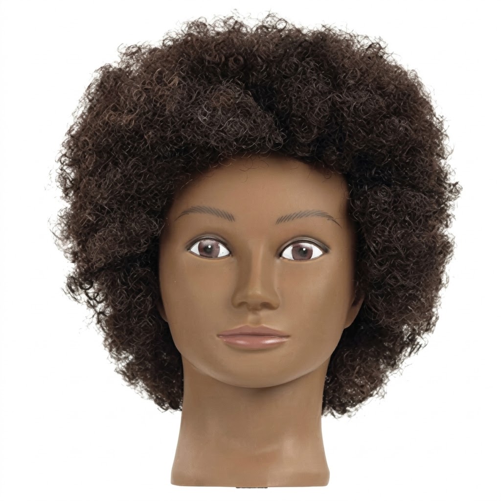 Afro training head with clamp for salon practice