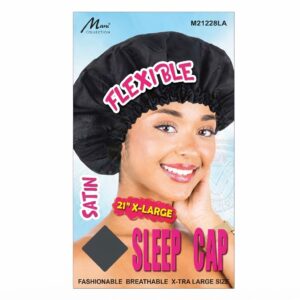 Murry Collection Satin Sleep Cap in Black XL Size #M2122BLK