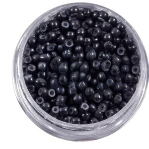 Black nano rings for hair extensions in a clear container