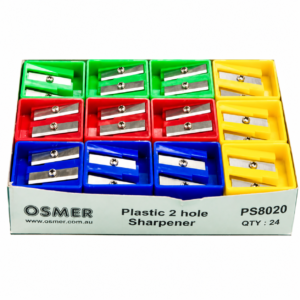 Osmer Dual Hole Plastic Sharpener in White Box #NSH12