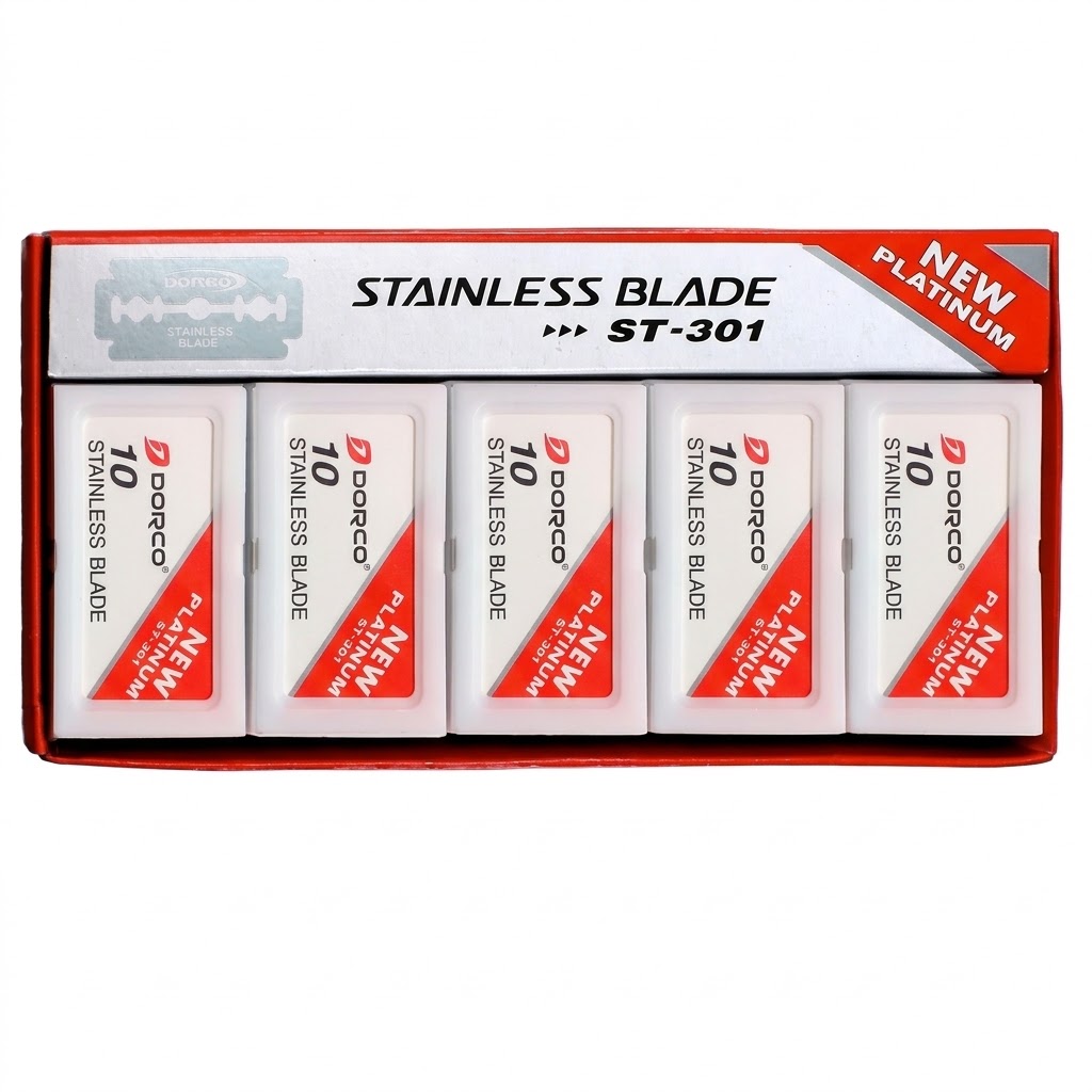 Dorco Stainless Blade Red Pack with 10 blades for barbers