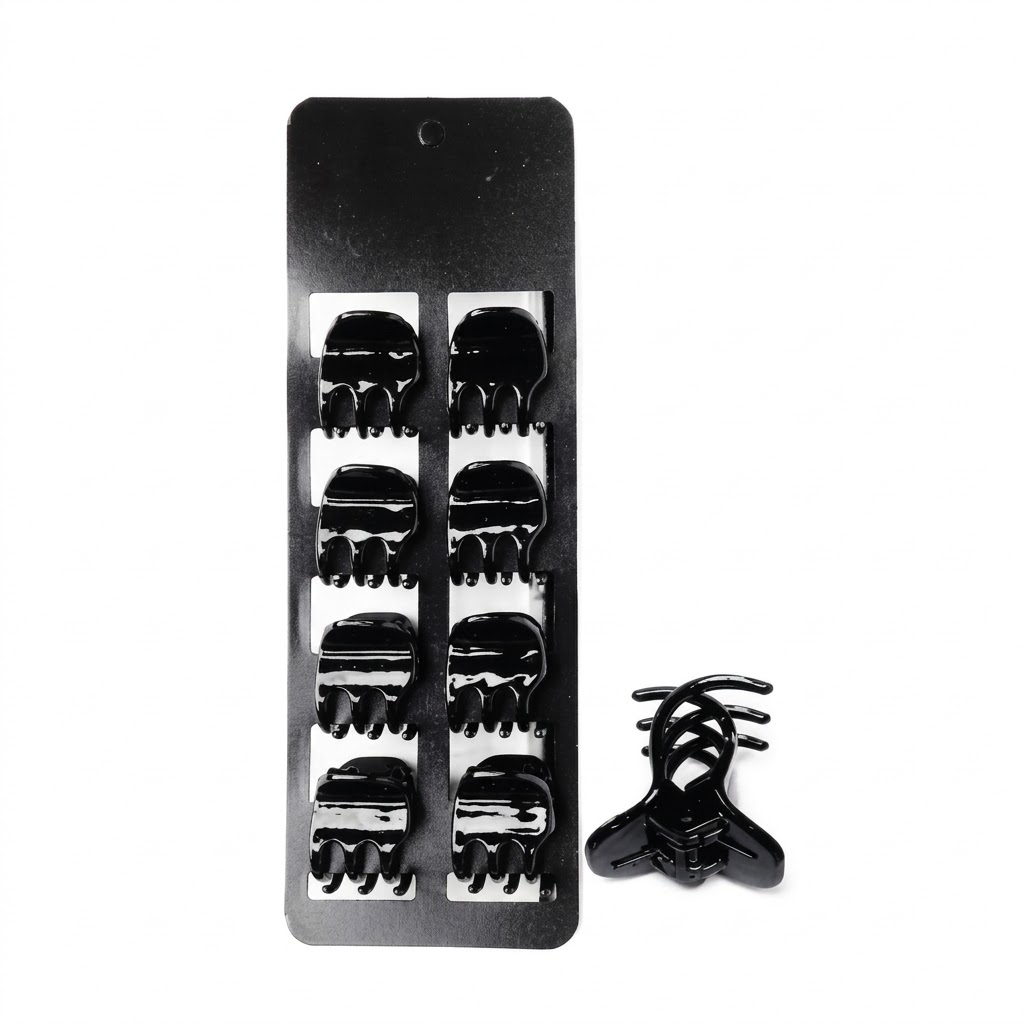 Murry Collection tiny black hair clips set on a card