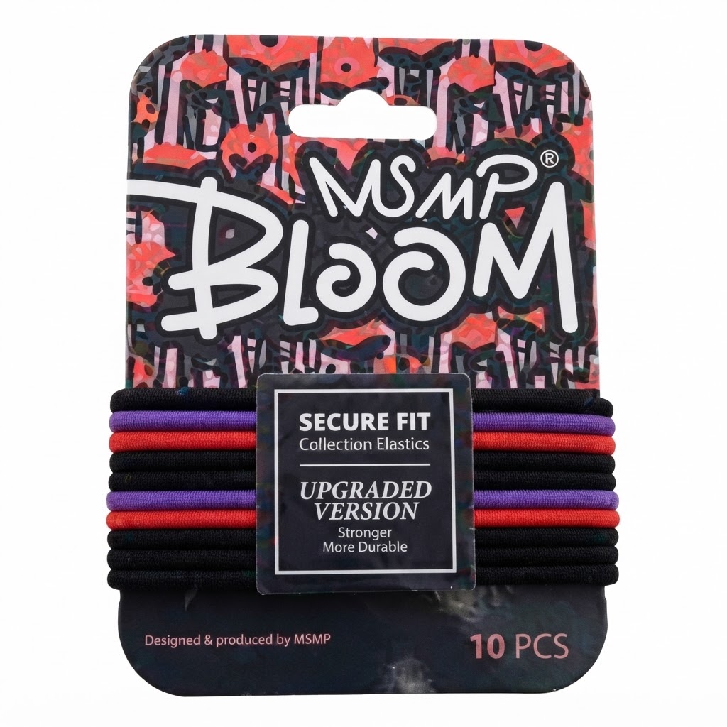 Msmp Bloom Black Hair Pony Pack - 20 pcs for secure styling
