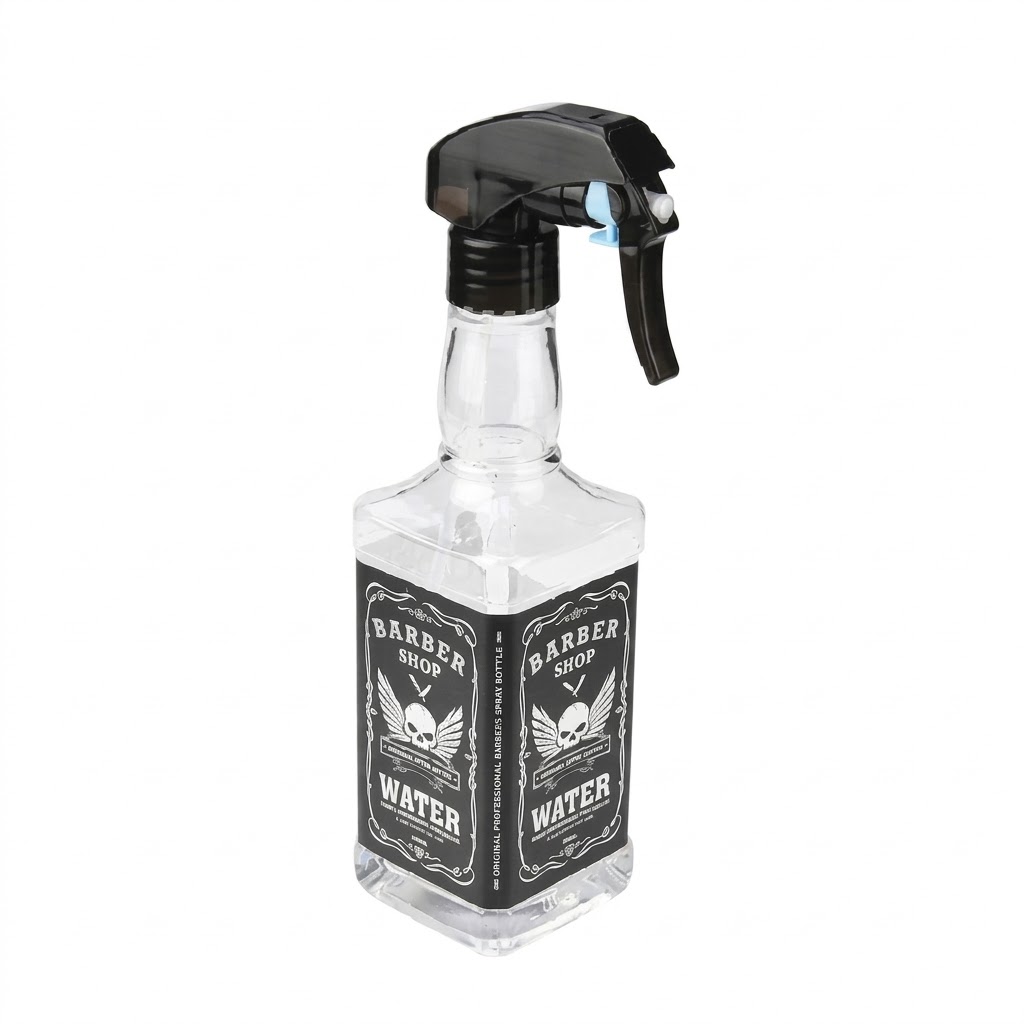 Clear 500ml water spray bottle with adjustable nozzle for styling