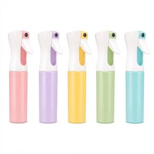 Clear mist spray bottle in assorted colours, perfect for hair care
