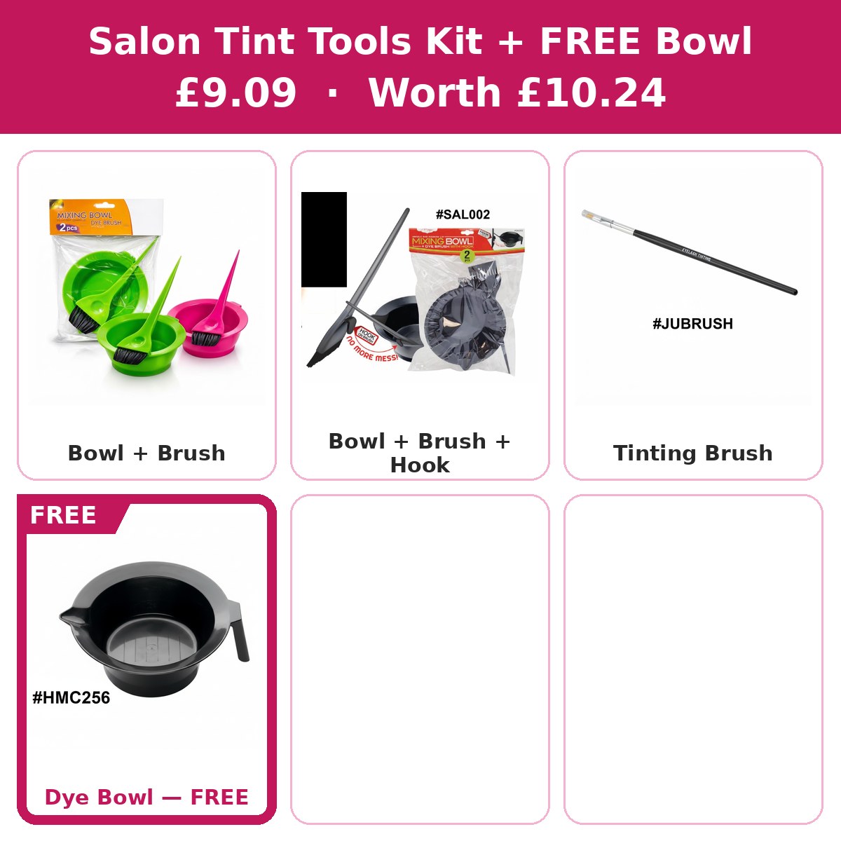 Salon Tint Tools Kit — Tint Bowls & Brushes + FREE Dye Bowl #DEAL-25