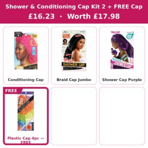 Shower & Conditioning Cap Kit 2 — 3 Caps + FREE Plastic Cap #DEAL-24