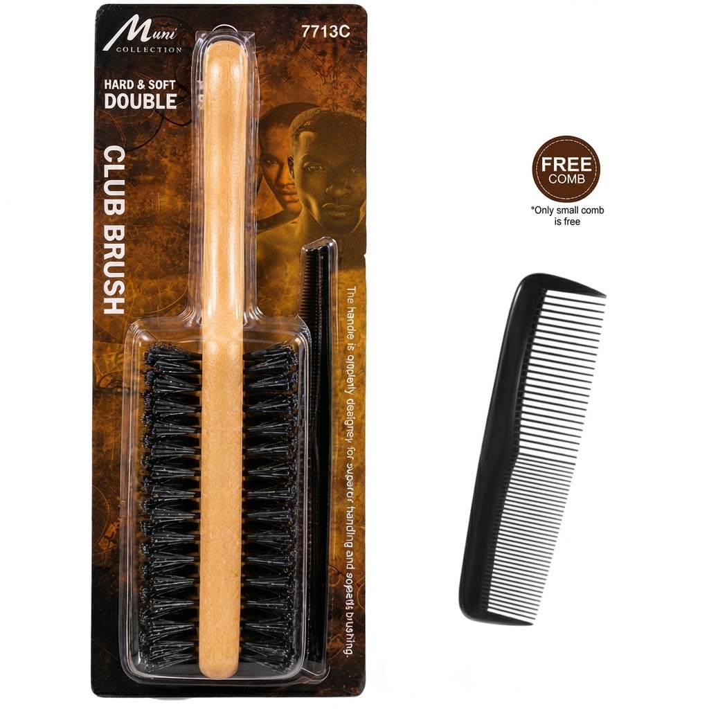 Hard & Soft Double Club Brush with Free Comb #7714C