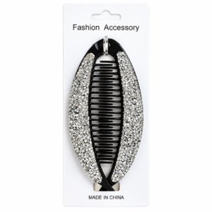 Fashion Accessory, Rhinestone Banana Clip, Black #Z3033