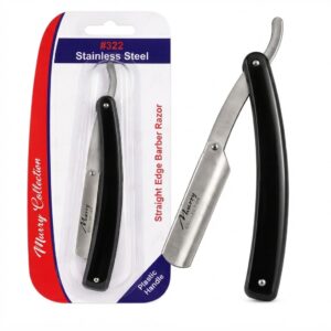 Professional Straight Barber Razor Black Handle #ES322