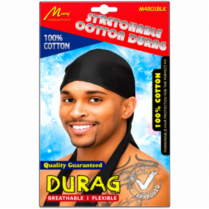 Cotton Durag Breathable Flexible Hair Protection Black #M4801BLK