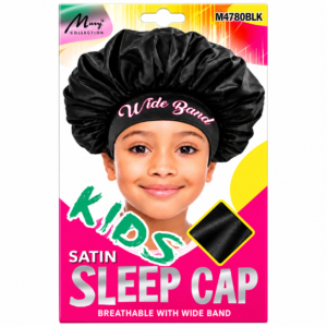 Children Elastic Band Satin Sleep Cap Black #M4780BLK