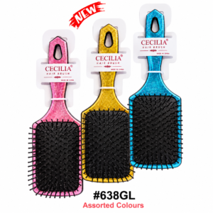 Large Paddle Brush With Glitter Mix Colours 1Pcs #638GL