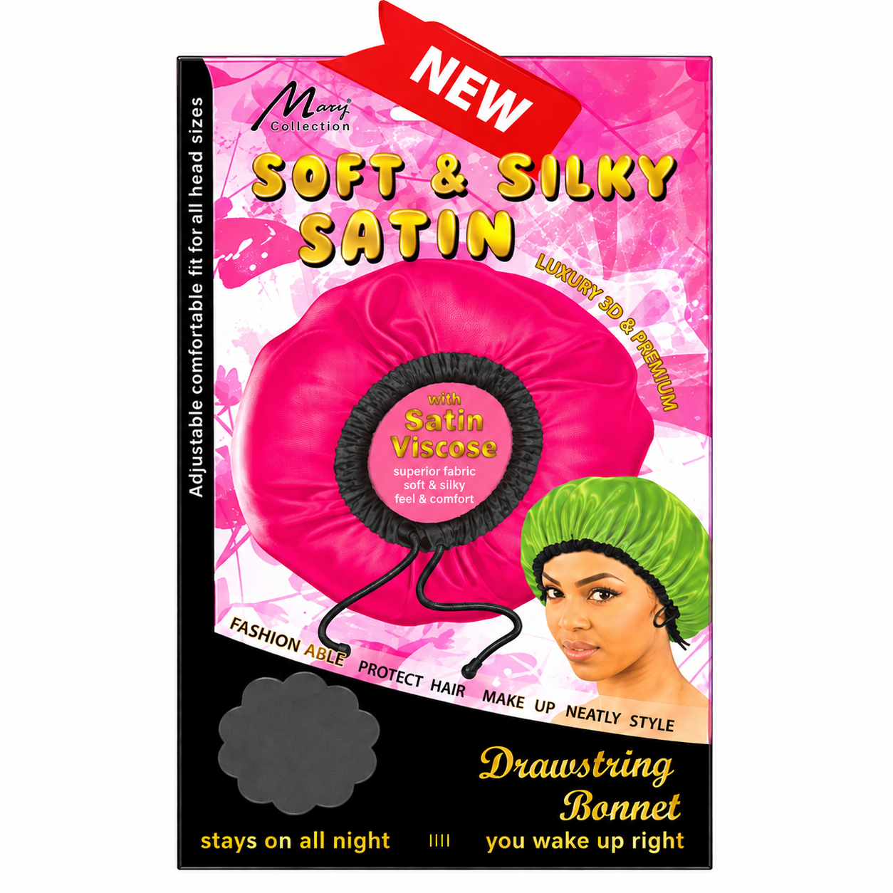 Bonnet Soft & Silky Drawstring Ast #M9723A