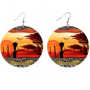 Earrings African Inspired Circular with Vibrant Sunset #EAR37AF